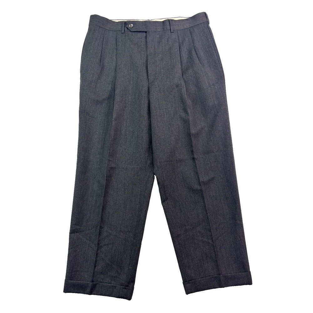 vtg Corbin Nordstrom 34x28 Charcoal Dress Suit Pants USA Pleated Cuffed Wool
